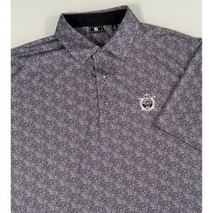 FootJoy Golf Polo Shirt Mens XL Gray Geometric Pattern Augusta Golf Club Logo